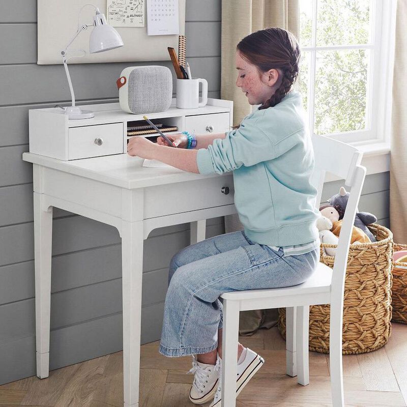 Pottery Barn Kids Morgan Simple Desk with Hutch Simply White image number 1